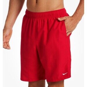 Nike Swim Trunks Mens Shorts Red NESSA558 Medium Swoosh Lined